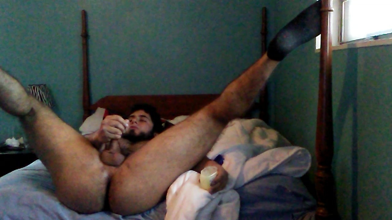 Jerking Off Legs - Jerking Off on Ottoman with Legs Up and Fingering. @ Gay0Day