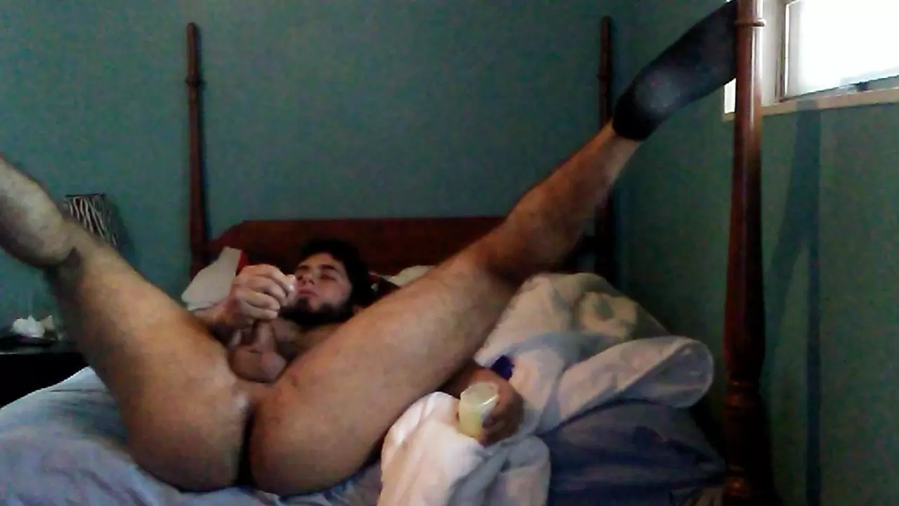 Jerk Off Legs - Jerking Off on Ottoman with Legs Up and Fingering. watch online