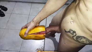 Fucking Fruit - I fuck a papaya (sex with a fruit) - part 2 at Gay0Day