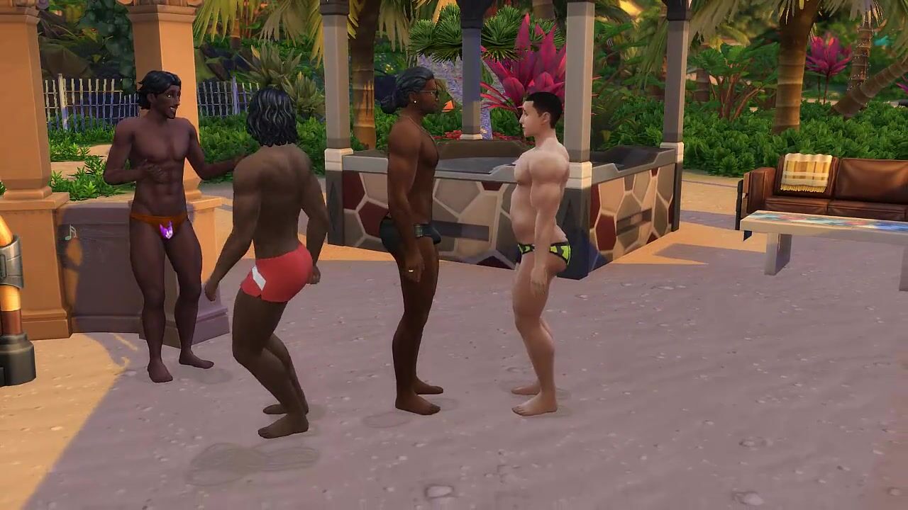 Hunos gays negros foda-se twinks brancos em sua casa de praia - parte 1