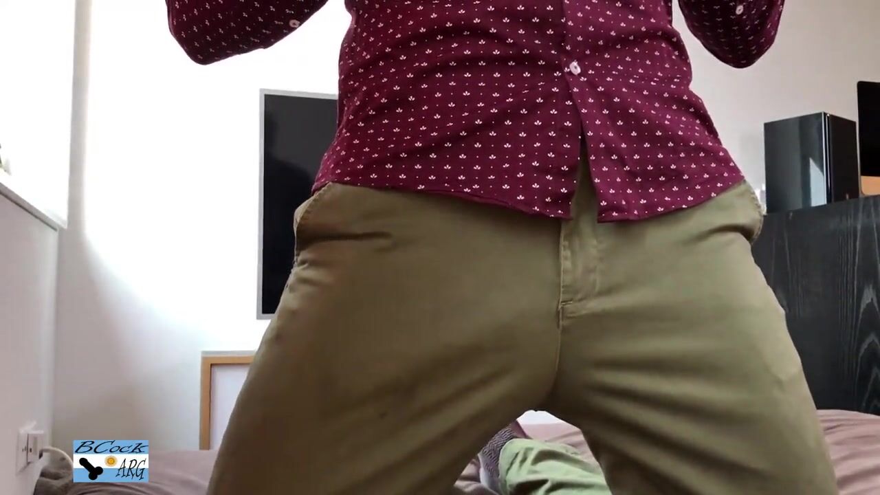 Horny Guy Touching His Big Dick In Pants - Cumshot