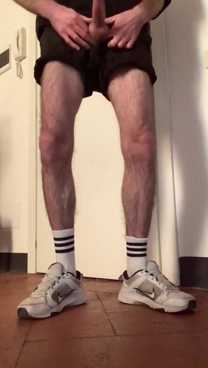 Legs For White Man - Shaggy lad in sneakers and white socks jerks off and shows his legs watch  online