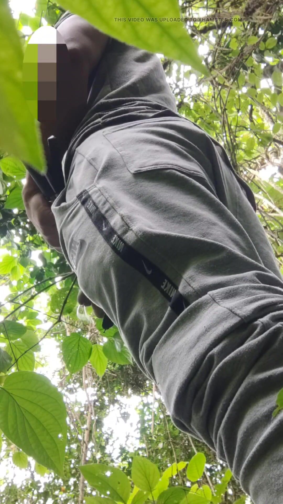 urinating in the forest after a cumshot