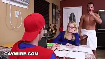 Gay Dad Sex - GAYWIRE - Step Dad Helps His Son Study, Gets Caught By Mom at Gay0Day