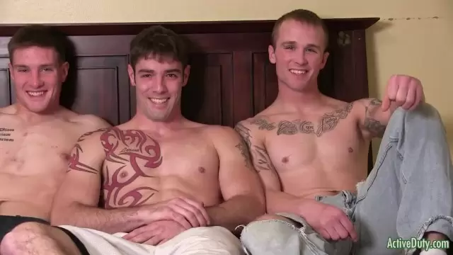 Jake Active Duty Porn - Jake, Riley, and Shea Honorably Discharge in Suck and Fuck 3-way @ Gay0Day