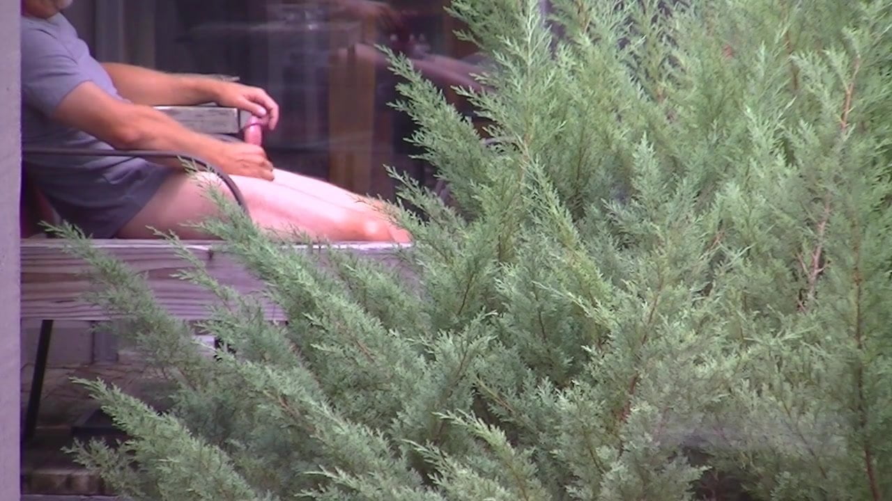 Caught neighbour jerking his 10-Pounder on his deck watch online photo
