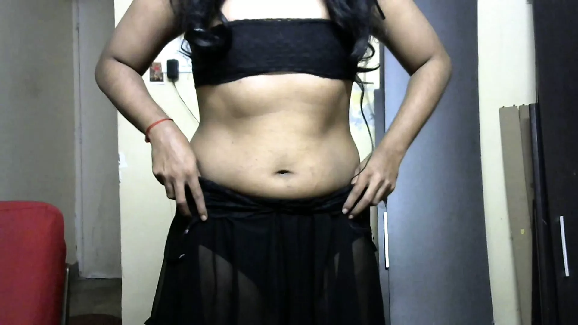 KRITHI Sensual Strip Tease in Black Lingerie, Indian Crossy watch online