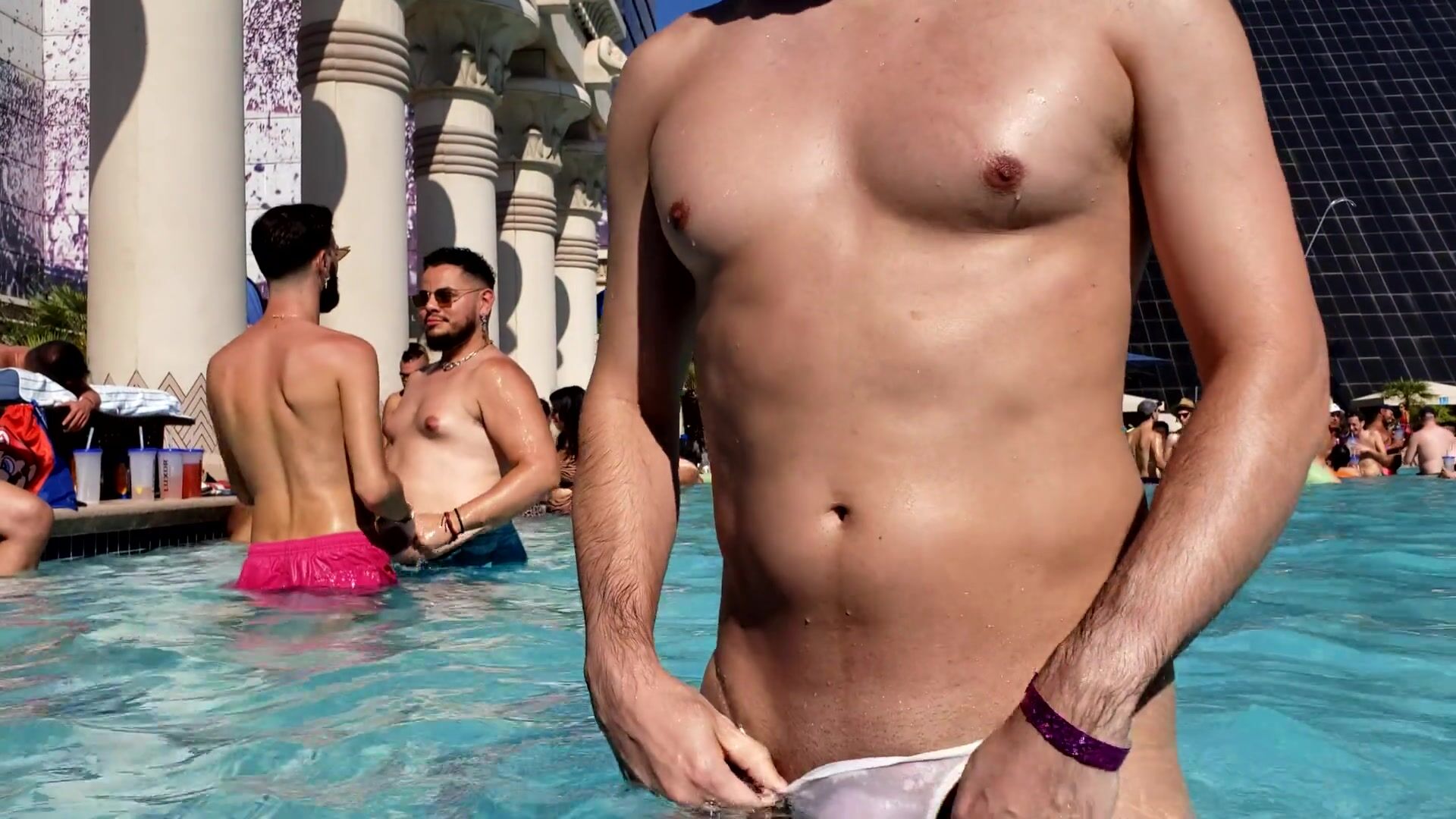 Naked at a public pool and CAUGHT watch online image