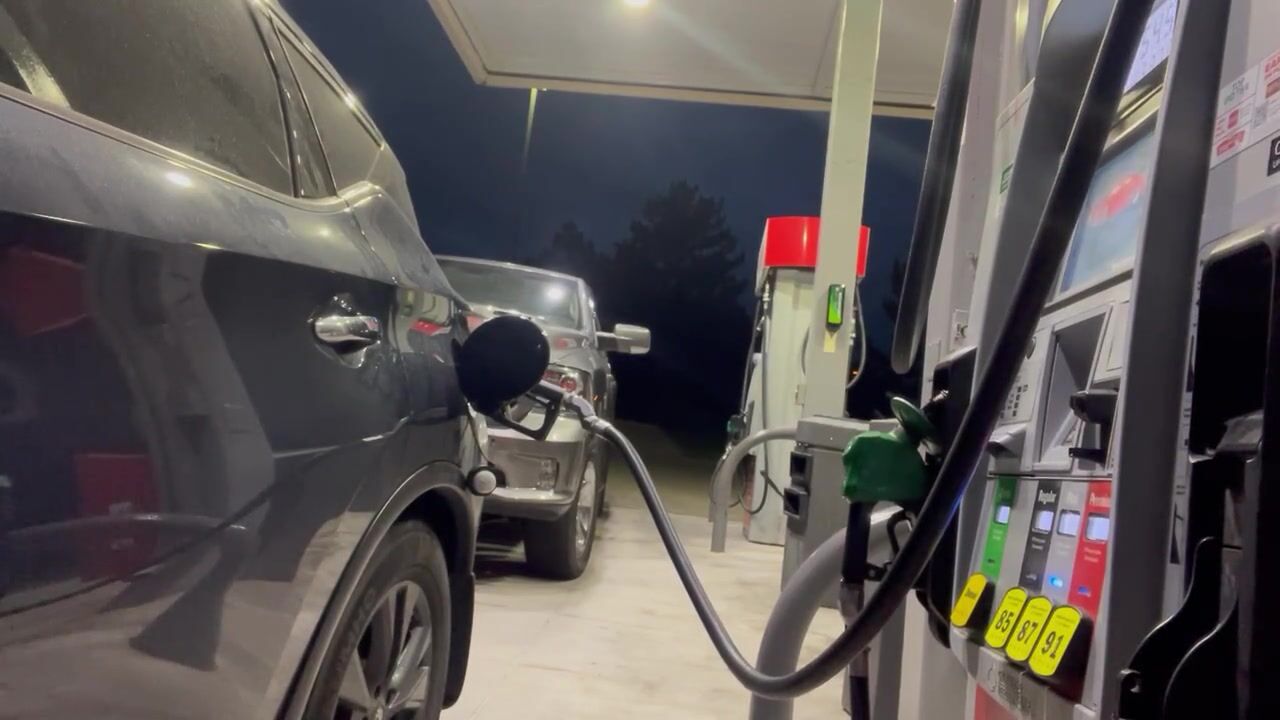 Showing off naked while pumping gas watch online