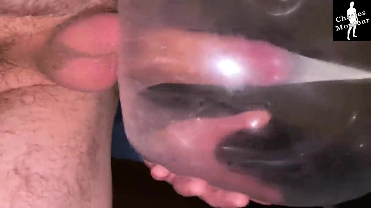 Amateur Guy Having Intense Orgasm While Fucking Homemade Sex Toy and Moaning watch online