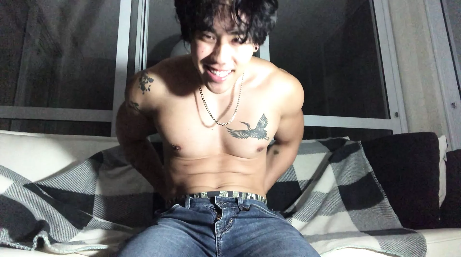 Asian Jerking Black - Asian boy massaging muscles and jerking off watch online