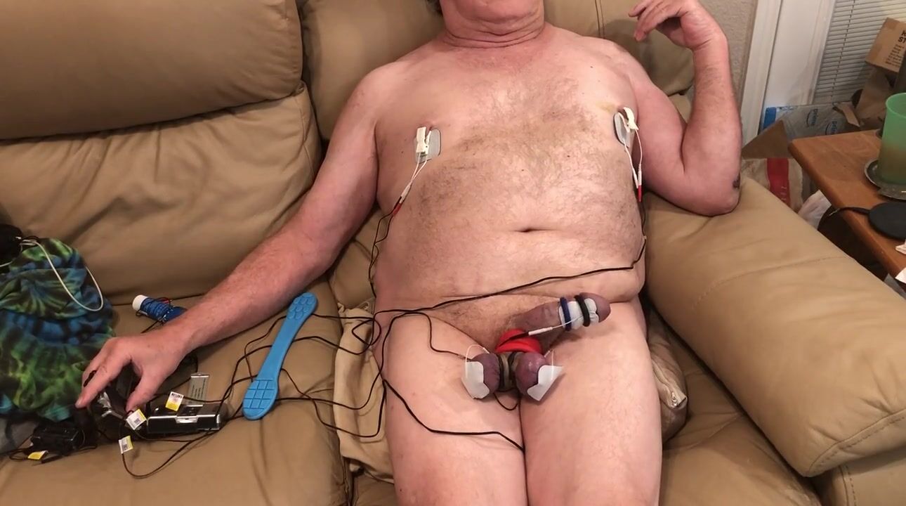 Hands free cum with estim on nipples and cock picture