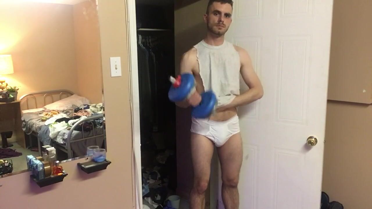 Jock Works Out in Tighty Whities and Slowly Strips