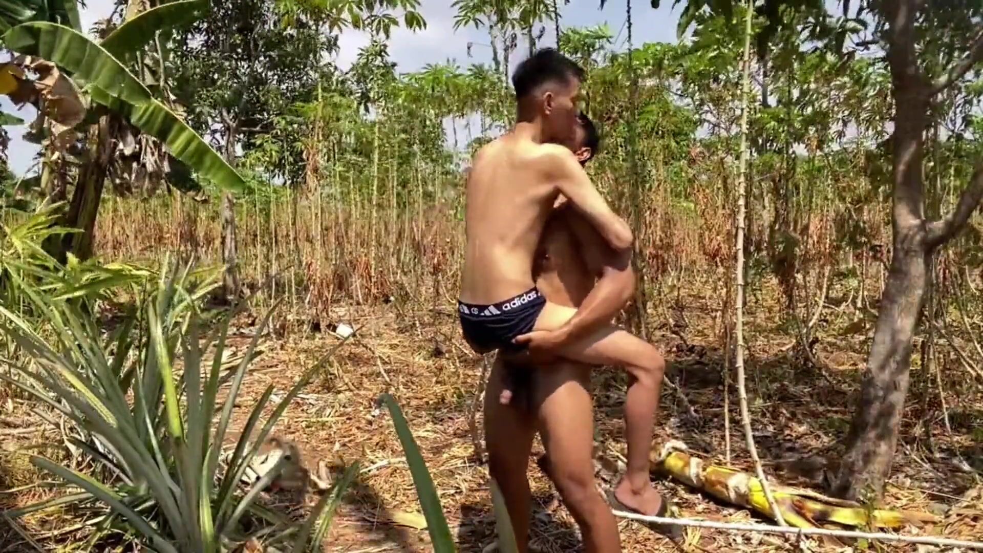 Парень тайский мускулистый красавчик трахается неопытные твинки банановый  куст на открытом воздухе - femboyevj - гей секс смотреть онлайн