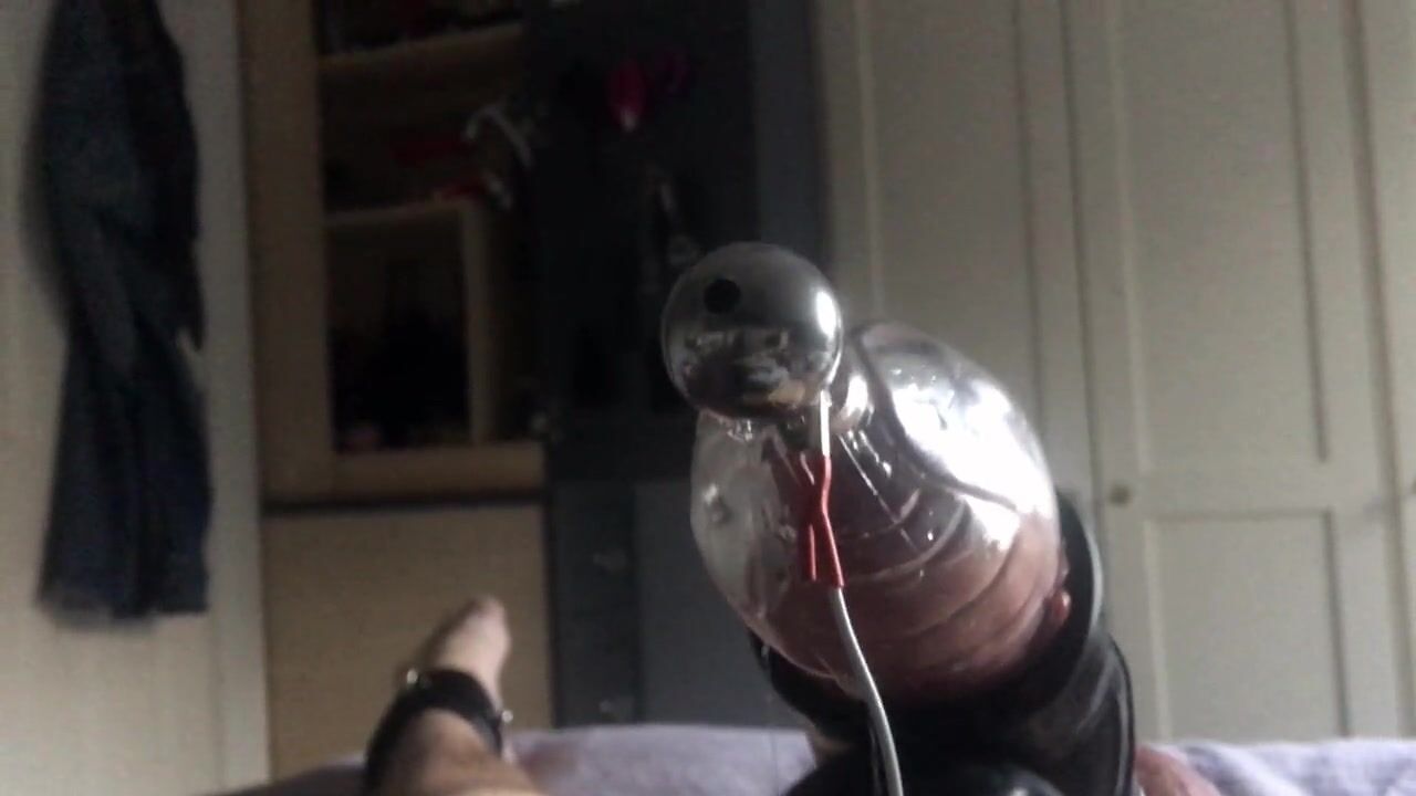 Hands free orgasm with wand and estim. Cumming through urethral sound.  watch online